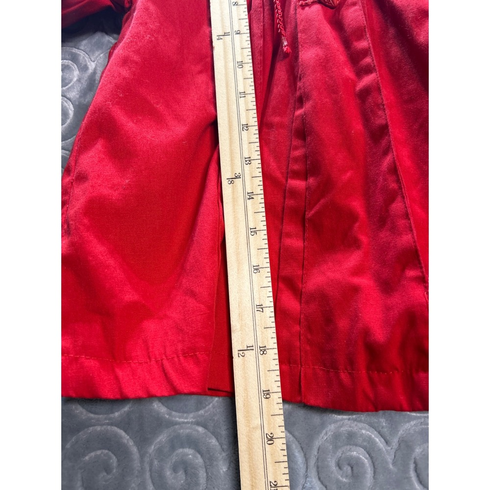 Casual Time Girls Red Ruffle Hooded JacketCoat Size 3T Heart Buttons Plaid Lined - Picture 3 of 6